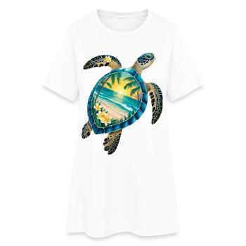 Turtle Waves Surf Turtle Surfer Turtles - Women’s T-Shirt Dress - white - Front