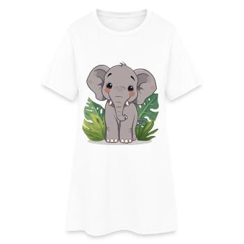 Kleiner Elefantenfreund im Dschungel - Frauen T-Shirt-Kleid - Weiß - Vorne