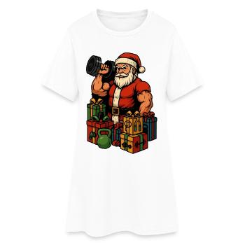 Fitness Santa mit Geschenken - Frauen T-Shirt-Kleid - Weiß - Vorne