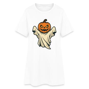 Halloween citrouille fantôme design effrayant - Robe T-shirt Femme - blanc - Devant