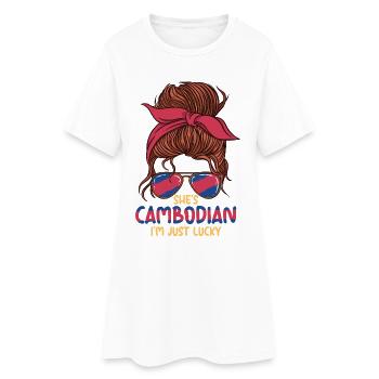 Cambodge Cambodgienne Elle est Combodian - Robe T-shirt Femme - blanc - Devant