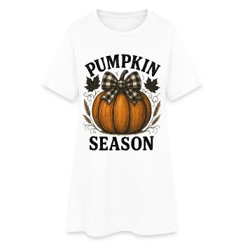 Pumpkin Season Shirt | Fall & Halloween Autumn Tee - Women’s T-Shirt Dress - white - Front