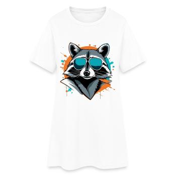 raton laveur avec lunettes de soleil style urbain - Robe T-shirt Femme - blanc - Devant