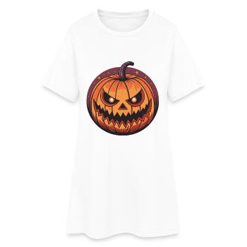 Scary Jack O Lantern Pumpkin - Women’s T-Shirt Dress - white - Front