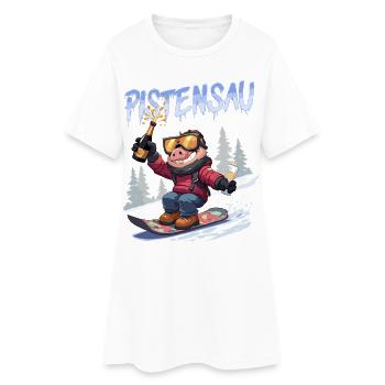 PistenSau Snowboard Feier Apre-ski Apreski Party - Frauen T-Shirt-Kleid - Weiß - Vorne