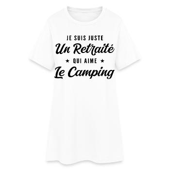 Retraité Campeur Humour Cadeau Retraite - Robe T-shirt Femme - blanc - Devant