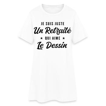 Retraité Dessinateur Humour Cadeau Retraite - Robe T-shirt Femme - blanc - Devant