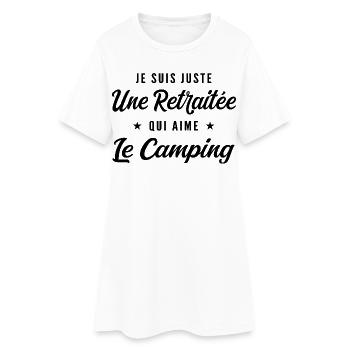 Retraitée Campeuse Humour Cadeau Retraite - Robe T-shirt Femme - blanc - Devant