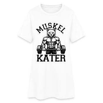 Muskelkater - Kraftsport - Katze - Spruch - Frauen T-Shirt-Kleid - Weiß - Vorne