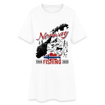 Excursion de pêche en Norvège 2025 - Cadeau de pêcheur - Robe T-shirt Femme - blanc - Devant