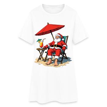 Santa on the Beach Relaxing - Women’s T-Shirt Dress - white - Front