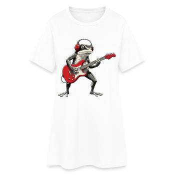 Guitare grenouille avec casque - Robe T-shirt Femme - blanc - Devant