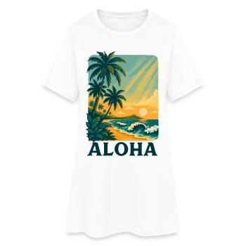 Aloha Sunset avec vagues tropicales - Robe T-shirt Femme - blanc - Devant