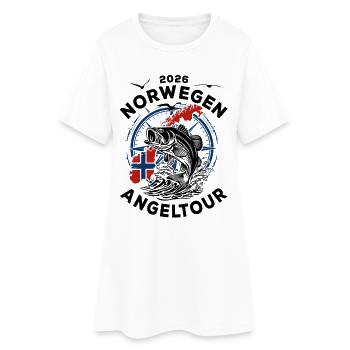 Norwegen Angeltour 2026 - Urlaub Natur Geschenk - Frauen T-Shirt-Kleid - Weiß - Vorne