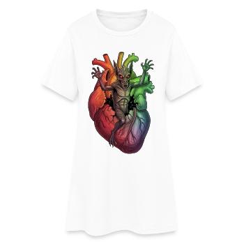 Heart Monster in Rainbow Storm - Women’s T-Shirt Dress - white - Front