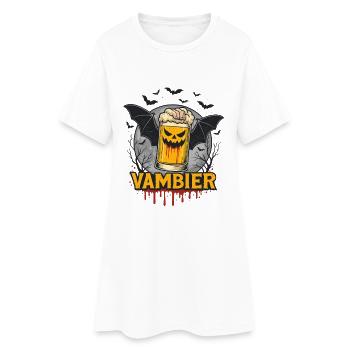 Vambier chauve-souris drôle disant joyeux Halloween - Robe T-shirt Femme - blanc - Devant