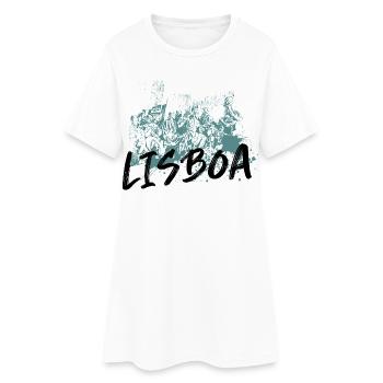 Monument Découvertes Lisbonne illustration bleue - Robe T-shirt Femme - blanc - Devant