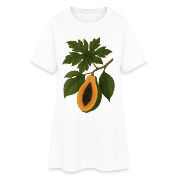 Vintage Botanical Papaya Fruit Illustration - Women’s T-Shirt Dress - white - Front