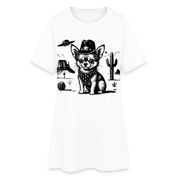 Cowboy Chihuahua UFO Desert Dog T-Shirt Rétro - Robe T-shirt Femme - blanc - Devant