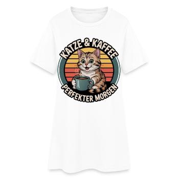 Chat et café Perfect Morning - Robe T-shirt Femme - blanc - Devant