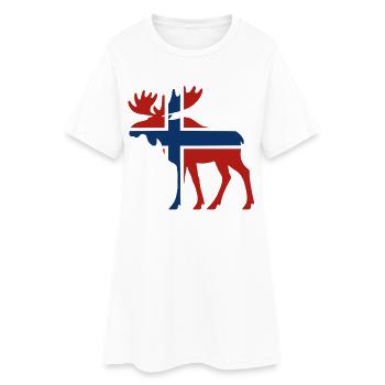 Nordic Moose with Norway Flag - Women’s T-Shirt Dress - white - Front