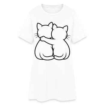 Cats couple hugging, hugging kitten, cat - Women’s T-Shirt Dress - white - Front