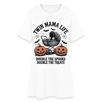Twin Mama Life Double The Spooks Gâteries Halloween - Robe T-shirt Femme - blanc - Devant