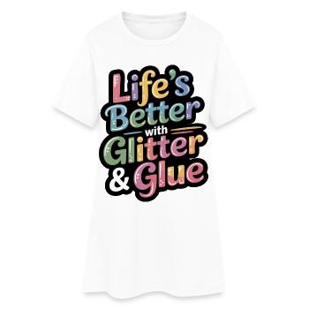 Glitter & Glue Joie de vivre - Robe T-shirt Femme - blanc - Devant