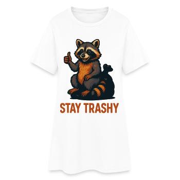 Restez trash raton laveur Meme Humour Citation - Robe T-shirt Femme - blanc - Devant