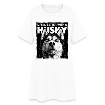 La vie est meilleure avec un Husky - Robe T-shirt Femme - blanc - Devant