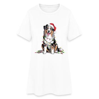 Christmas dog with fairy lights - Women’s T-Shirt Dress - white - Front