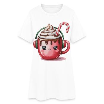 Cacao câlin avec des écouteurs - Robe T-shirt Femme - blanc - Devant