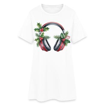 Casque de Noël avec vert sapin - Robe T-shirt Femme - blanc - Devant