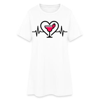 Daiquiri Cocktail Cœur Fraise - Robe T-shirt Femme - blanc - Devant