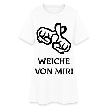 Weiche Von Mir! (Kreuz / Bibel / Religion / 1C) - Frauen T-Shirt-Kleid - Weiß - Vorne