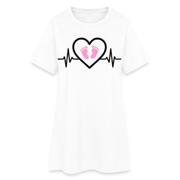 Grossesse Coeur Rose Bébé Pieds Fille - Robe T-shirt Femme - blanc - Devant