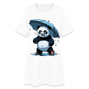 Panda sous parapluie - Robe T-shirt Femme - blanc - Devant