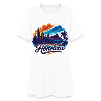 Honolulu Waikiki Hauptstadt Hawaii Aloha Geschenk - Frauen T-Shirt-Kleid - Weiß - Vorne