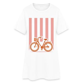 Vélo cycliste Vélo de ville avec panier - Robe T-shirt Femme - blanc - Devant