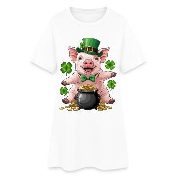 Trèfle de cochon chanceux - Robe T-shirt Femme - blanc - Devant