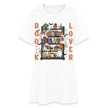 Halloween Ghost Shelf - Women’s T-Shirt Dress - white - Front