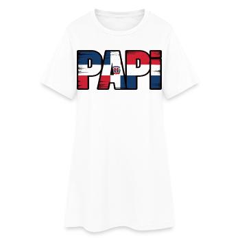 Papa Drapeau Dominicain – Papa Fier de la - Robe T-shirt Femme - blanc - Devant