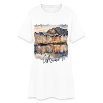 Watercolour by Ålesund, Ålesund Norway - Women’s T-Shirt Dress - white - Front