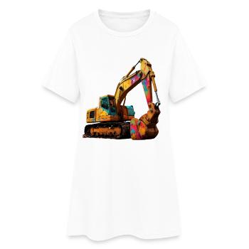 Color explosive excavator - Women’s T-Shirt Dress - white - Front