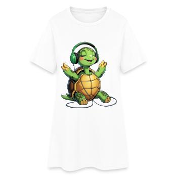 Tortue musicale avec casque - Robe T-shirt Femme - blanc - Devant