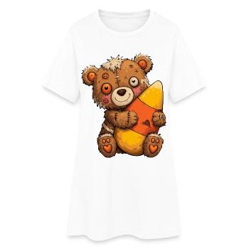 Ours zombie étreignant un gros maïs sucré - Robe T-shirt Femme - blanc - Devant