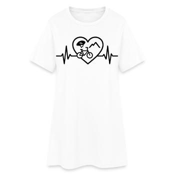 Cycling Heart Bicycle Helmet Mountains - Women’s T-Shirt Dress - white - Front