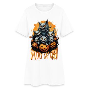 Halloween Chats Noir Citrouille Costume Effrayant - Robe T-shirt Femme - blanc - Devant
