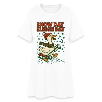 Oie Noël Drôle Père Noël Jour de neige Traîneau - Robe T-shirt Femme - blanc - Devant