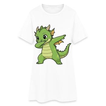 drôle Dragon Dab dessin animé - Robe T-shirt Femme - blanc - Devant